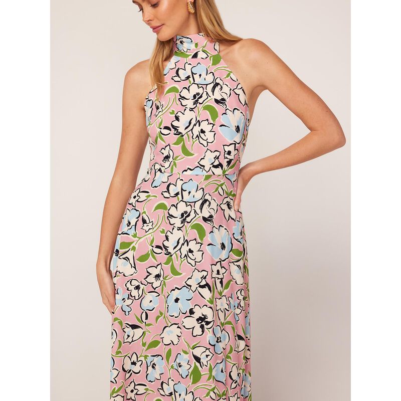 KITRI Dakota Pink Floral Print Halterneck Maxi Dress image number 2